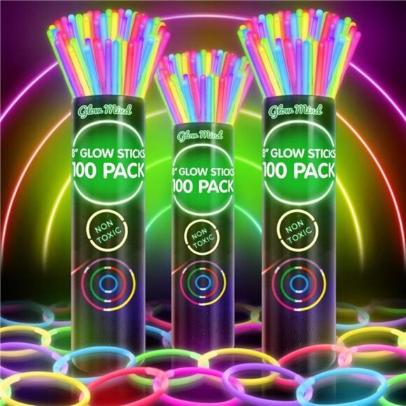 300 Ultra Bright Glow Sticks Bulk - Halloween Glow in the Dark Party Supplies - Picture 1 of 8